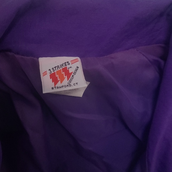 3 STRIKES Jacket Vintage XXL Teal/Purple HBO LOGO Made In The USA - Picture 3 of 6
